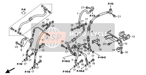 45128MBTD51, Hose, Second Master Cylinder, Honda, 1