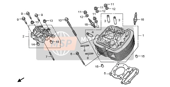 Honda VT750C2 2007 Culata delantera para un 2007 Honda VT750C2