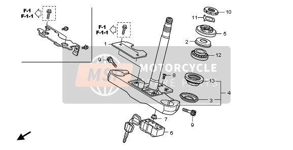 53219MFE640, Stem Sub Assy., Steering, Honda, 0