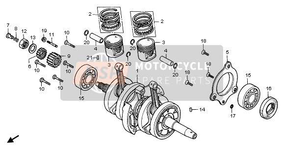 Honda CMX250C 1996 Vilebrequin & Piston pour un 1996 Honda CMX250C