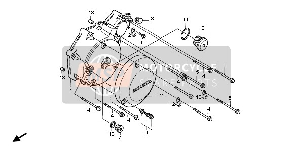 Honda VT750CA 2007 LEFT CRANKCASE COVER for a 2007 Honda VT750CA