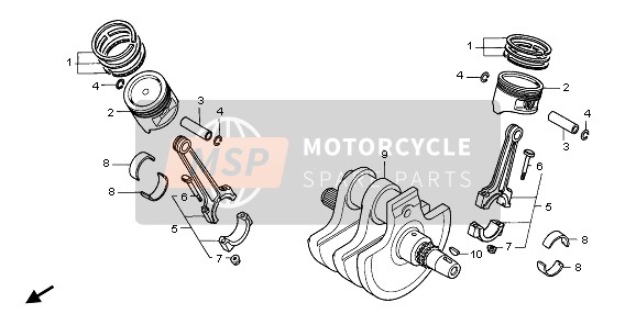 Honda VT750CA 2007 Albero motore per un 2007 Honda VT750CA