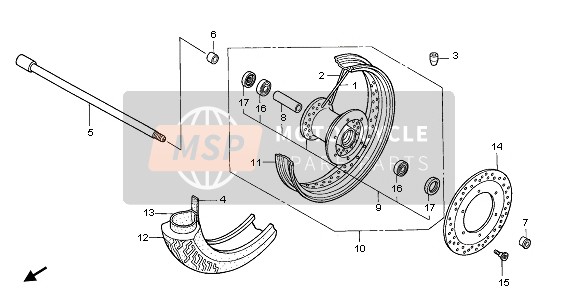 Honda VT750CA 2007 FRONT WHEEL for a 2007 Honda VT750CA