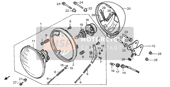 Honda CMX250C 1996 HEADLIGHT (EU) for a 1996 Honda CMX250C