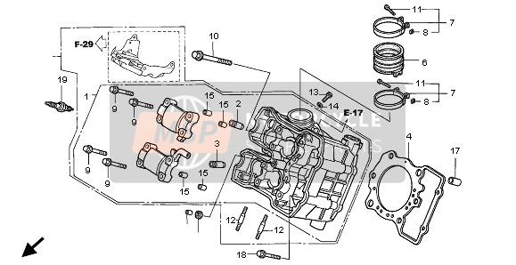 Honda VTR1000F 1998 CYLINDER HEAD (FRONT) for a 1998 Honda VTR1000F