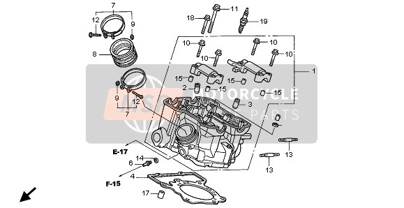 Honda VTR1000F 1998 Cabeza de cilindro (Posterior) para un 1998 Honda VTR1000F