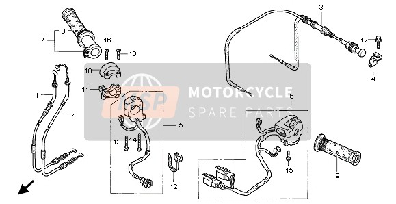 Honda VTR1000F 1998 Cambiar & Cable para un 1998 Honda VTR1000F