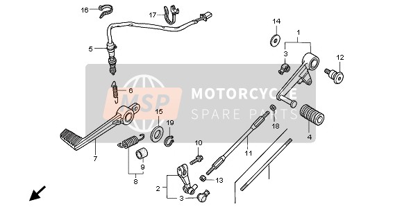 Honda VTR1000F 1998 Pedal para un 1998 Honda VTR1000F