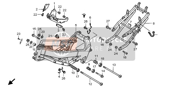 Honda VTR1000F 1998 Frame voor een 1998 Honda VTR1000F