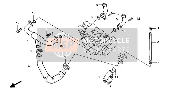 Honda CB1000F 1995 WATER PIPE for a 1995 Honda CB1000F