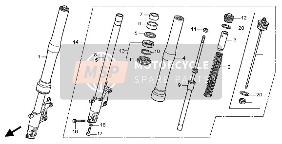 Honda CB600FA 2008 Forcella anteriore per un 2008 Honda CB600FA