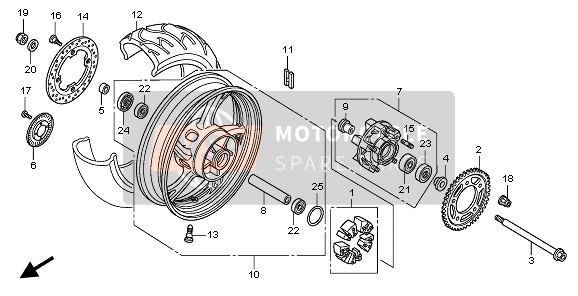 Honda CB600FA 2008 REAR WHEEL for a 2008 Honda CB600FA