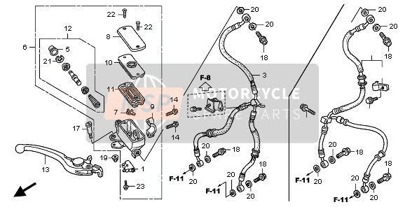 Honda CB1300 2008 FR. BRAKE MASTER CYLINDER for a 2008 Honda CB1300