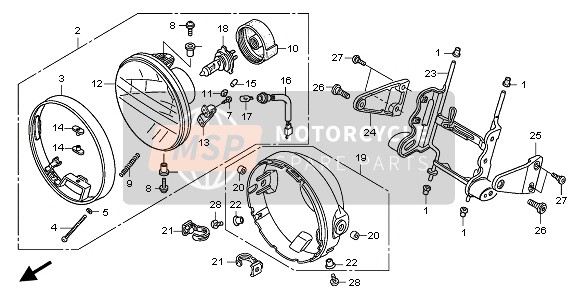 Honda CB1300A 2008 HEADLIGHT (UK) for a 2008 Honda CB1300A