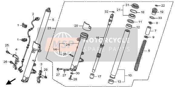 Honda CB1300A 2008 Tenedor frontal para un 2008 Honda CB1300A