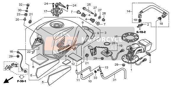 Honda CBF600N 2008 Depósito de combustible para un 2008 Honda CBF600N