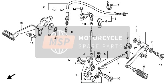 Honda CBF1000 2008 Pedaal voor een 2008 Honda CBF1000