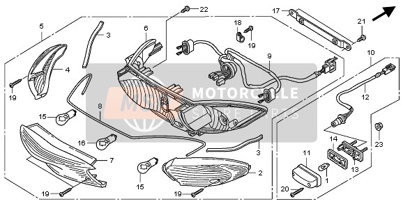 Honda CBF1000 2008 Combinatielicht achter voor een 2008 Honda CBF1000