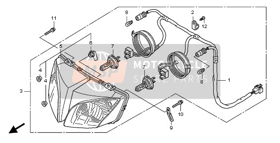 Honda CBF1000A 2008 HEADLIGHT (UK) for a 2008 Honda CBF1000A