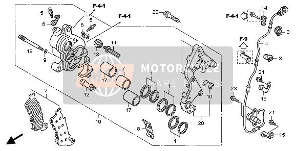 Honda CBF1000A 2008 R. BREMSSATTEL VORNE für ein 2008 Honda CBF1000A