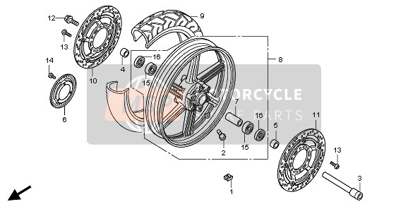 Honda CBF1000SA 2008 FRONT WHEEL for a 2008 Honda CBF1000SA