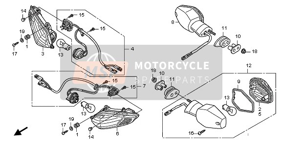 33403MFL641, Lens Comp., R., Honda, 1