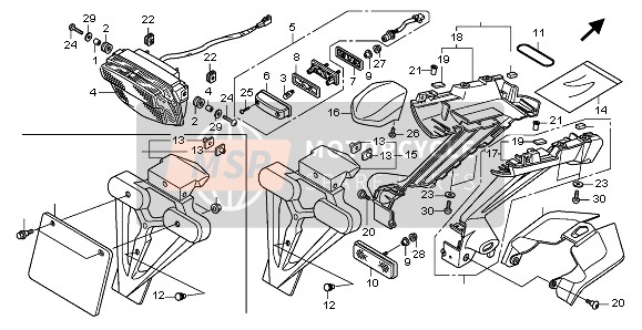 80100MFL000, Houder, Kentekenverlichti, Honda, 2