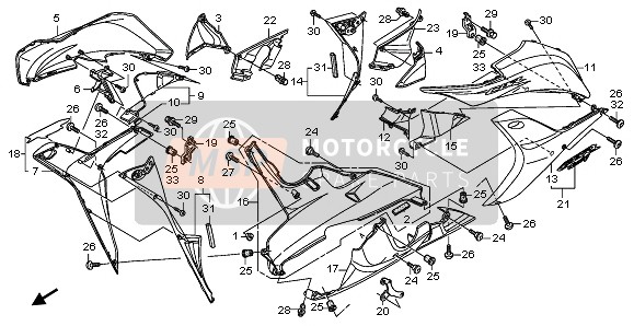 64300MFJD10ZH, Cowl Set, R. Middle A (Wl) *TYPE1 1*(TYPE1 1), Honda, 0