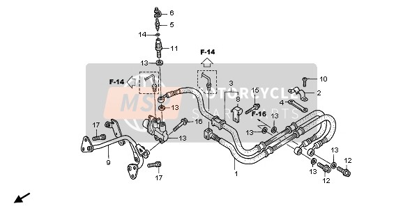 Honda VFR800 2008 Manguera de freno trasero para un 2008 Honda VFR800