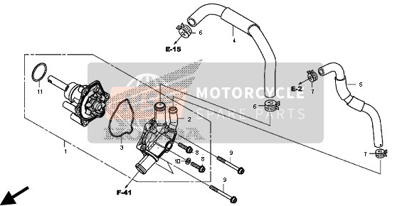 19531MGZJ00, Clip, Water Hose (D27), Honda, 2