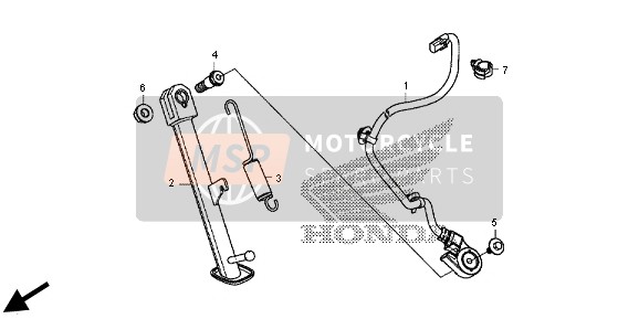 50530MGZJ00, Stange Kompl., Seitenstae, Honda, 2