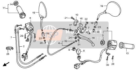 22870MEGA41, Cable Comp., Clutch, Honda, 2