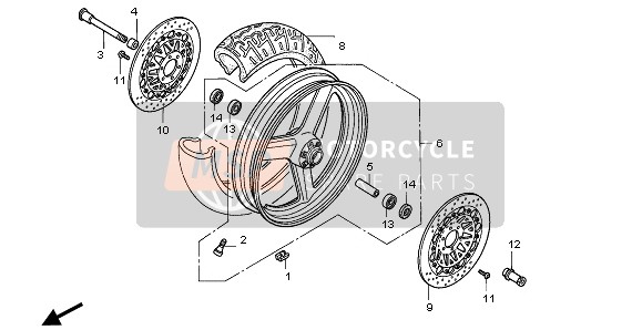 Honda CB1000F 1995 FRONT WHEEL for a 1995 Honda CB1000F