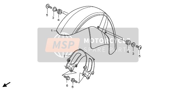 Honda VT750C 2008 Guardabarros delantero para un 2008 Honda VT750C