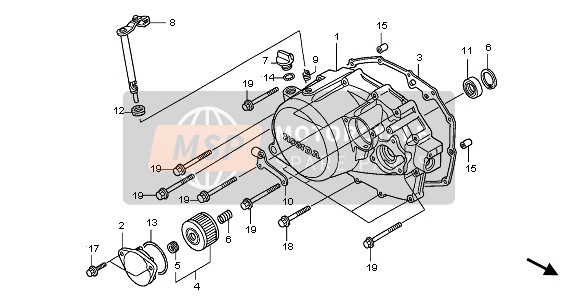 Honda XL125V 2008 Tapa del cárter derecho para un 2008 Honda XL125V