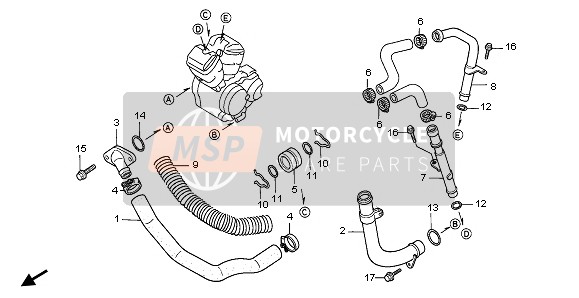 Honda NTV650 1996 WATER PIPE for a 1996 Honda NTV650