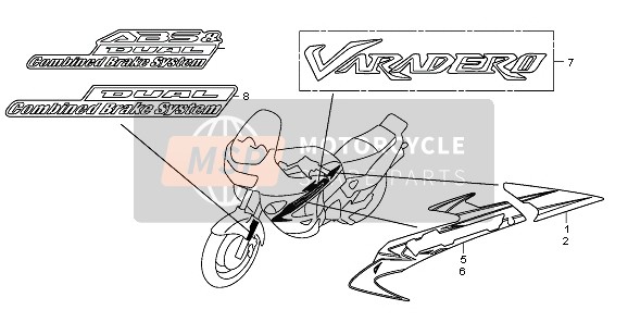 Honda XL1000V 2008 Marca & Raya para un 2008 Honda XL1000V