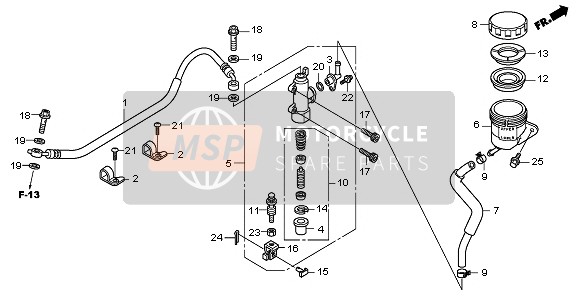 Honda CB600F3 2009 Pompa freno posteriore per un 2009 Honda CB600F3