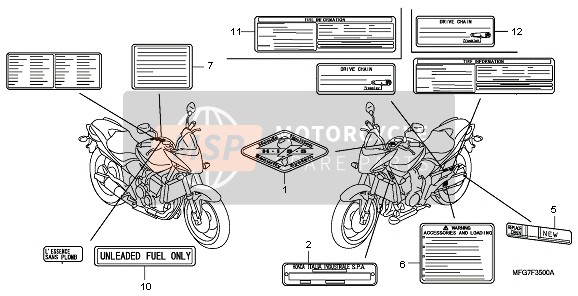 Honda CB600F3 2009 WARNUNGSETIKETT für ein 2009 Honda CB600F3