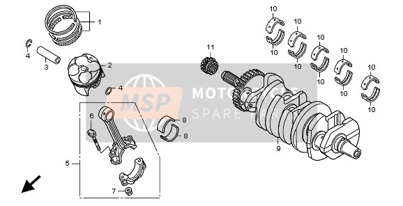 Honda CB600F3A 2009 Cigüeñal & Pistón para un 2009 Honda CB600F3A