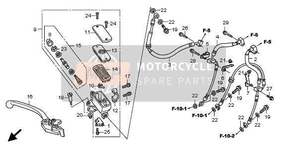 Honda CB600F3A 2009 Maître-cylindre de frein pour un 2009 Honda CB600F3A