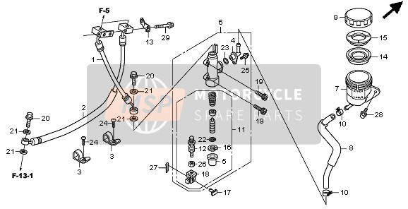 Honda CB600F3A 2009 REAR BRAKE MASTERCYLINDER for a 2009 Honda CB600F3A