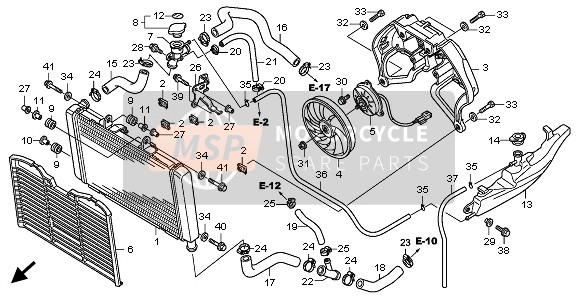 Honda CB600FA 2009 Radiator voor een 2009 Honda CB600FA