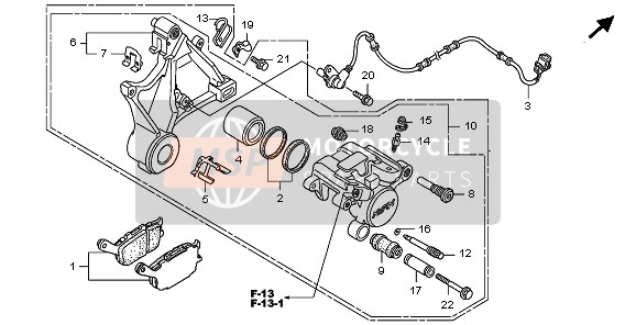 Honda CB1300A 2009 REAR BRAKE CALIPER for a 2009 Honda CB1300A