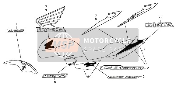Honda CB1300A 2009 Sticker voor een 2009 Honda CB1300A