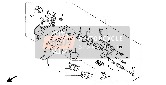 Honda NX650 1996 Pinza freno posteriore per un 1996 Honda NX650