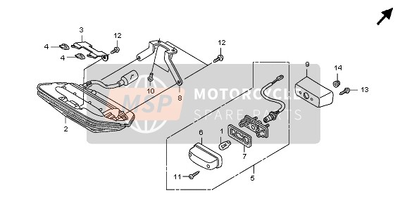 Honda CB1300SA 2009 Achterlicht voor een 2009 Honda CB1300SA