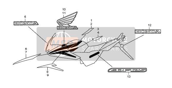 64215KWF900ZB, Mark, L. Wing (100mm) *TYPE2* (TYPE2 ), Honda, 0