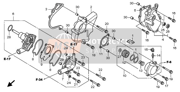 Honda CBF1000 2009 Waterpomp voor een 2009 Honda CBF1000