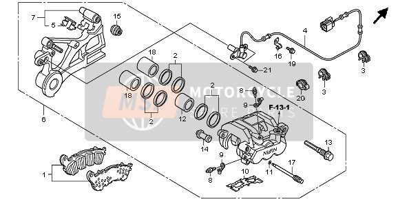 Honda CBF1000T 2009 Pinza de freno trasero para un 2009 Honda CBF1000T